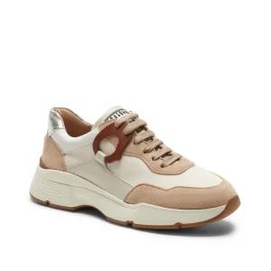 Sneaker in pelle e tessuto