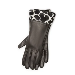 Guanto da donna in pelle e horsy animalier