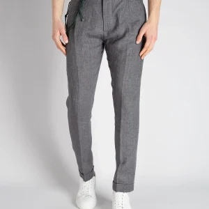 Pantalone 'Barber' Lino - Fumo