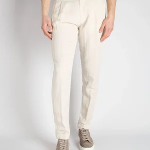 Pantalone 'Barber' Lino - Gesso