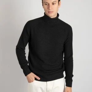 Maglia Dolcevita Grana Riso - Nero