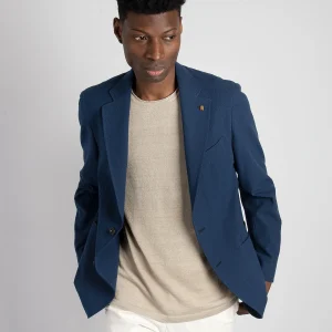 Giacca 'Deco' Seersucker - Navy