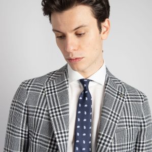 Cravatta foderata - Blu Paisley Bianco