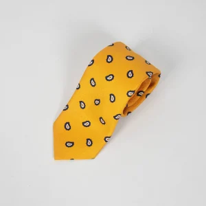 Cravatta Seta Paisley-  Ocra