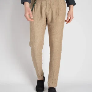 Pantalone 'Barber' Lino - Beige