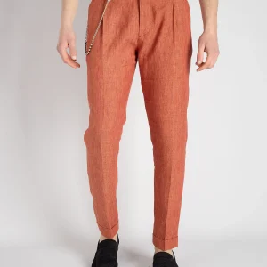 Pantalone 'Barber' Lino - Arancione
