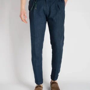 Pantalone 'Barber' Lino - Navy