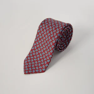 Cravatta Seta Micro Paisley - Rosso