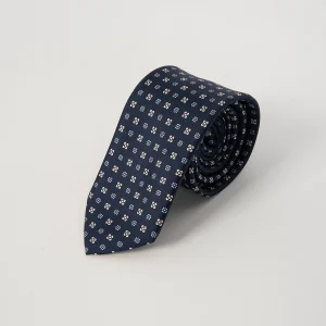 Cravatta Seta Micro Fiori - Blu