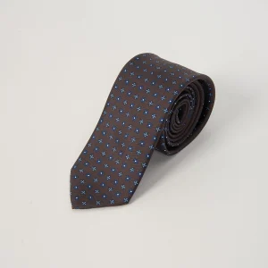 Cravatta Seta Fiorellini - Marrone