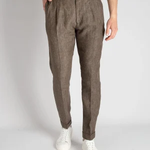 Pantalone 'Barber' Lino - Caffè