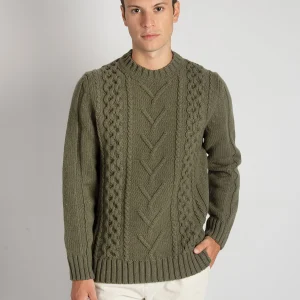 Maglia Girocollo Trecce - Verde Militare