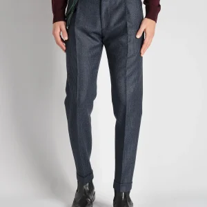 Pantalone 'Retro' Tweed Lana - Blu/Marrone