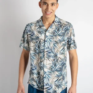 Camicia Tropicale - Bianco/Blu