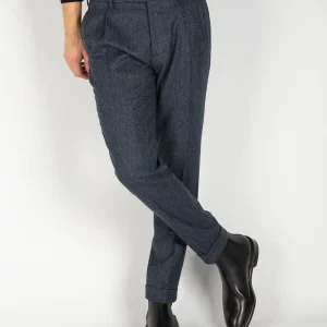 Pantalone 'Barber' Spinato - Blu