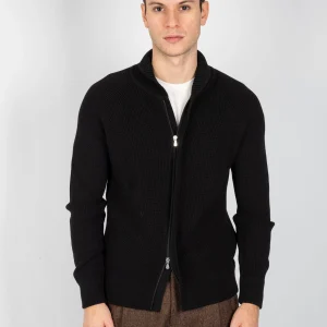 Maglia Full Zip Coste - Nero