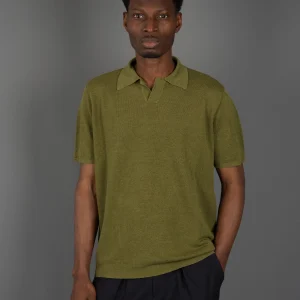 Polo Piquet di Lino- Verde Militare