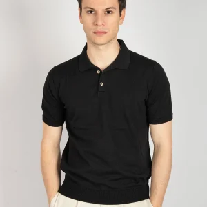Polo in Filo di Cotone - Nero