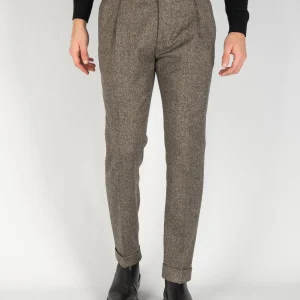 Pantalone 'Barber' Spinato - Tortora