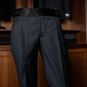 Pantalone Smoking Grigio Scuro con Raso