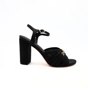 TWINSET SANDALO TGT024 RAFFIA NERO